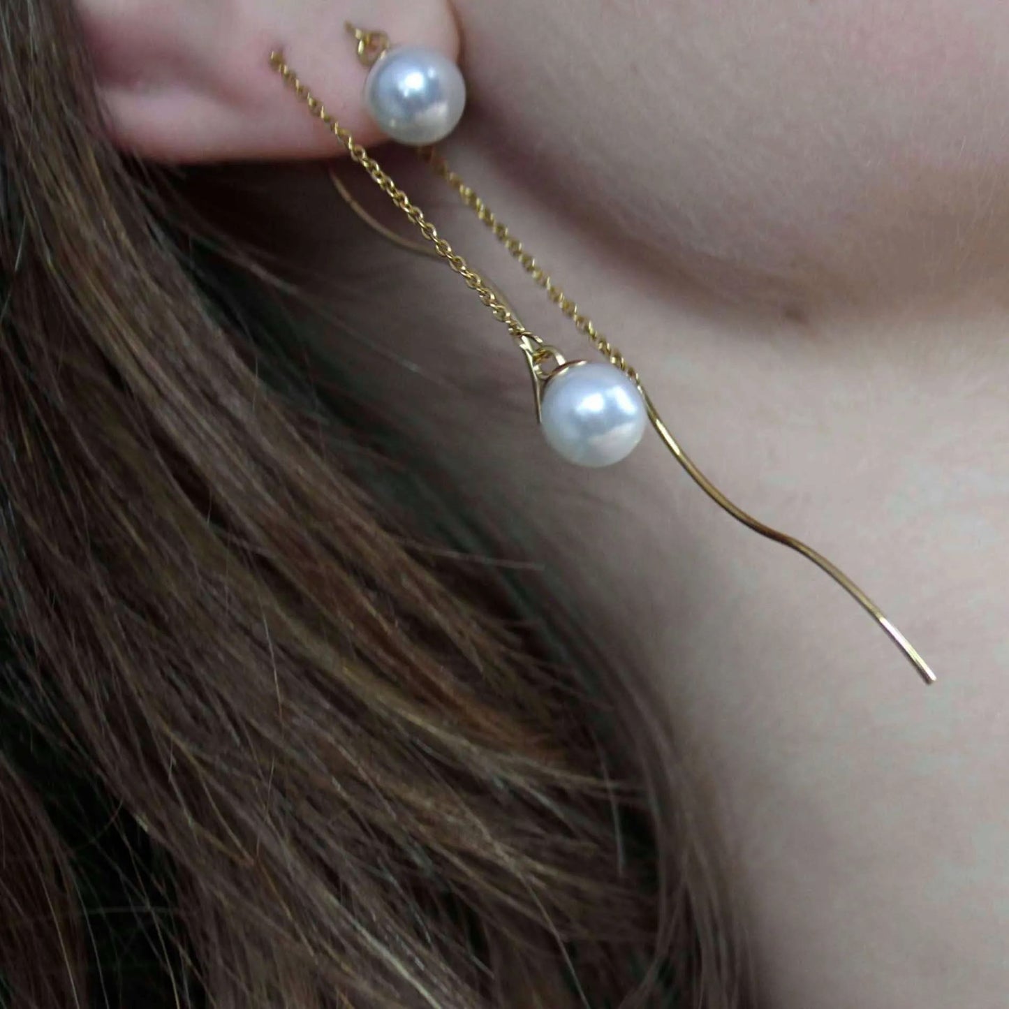 Joy Waterproof Chain Pearl øreringe. 18K guld plating. Dansk Copenhagen