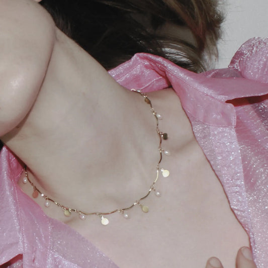 Joy Mønt og Perler vandfaste halskæde. 18K guldbelagt. Dansk Copenhagen