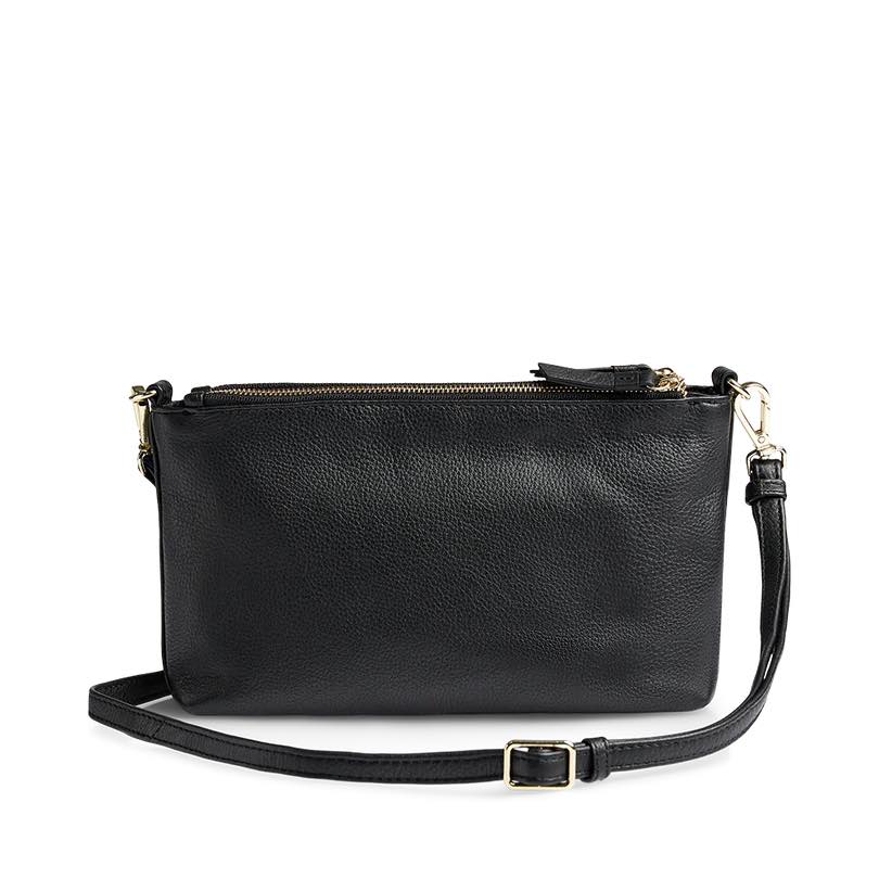 MikalaMBG Umhängetasche. Schwarz und Gold. Leder. Markberg