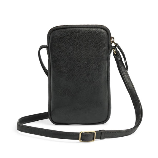 RiverMBG Mini crossbody. Unisex.Vintage. Sort og guld. Læder. Markberg