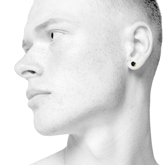 Sign ørestikker til ham og hende. Sort og guld. Forgyldt sterling sølv. Scherning København