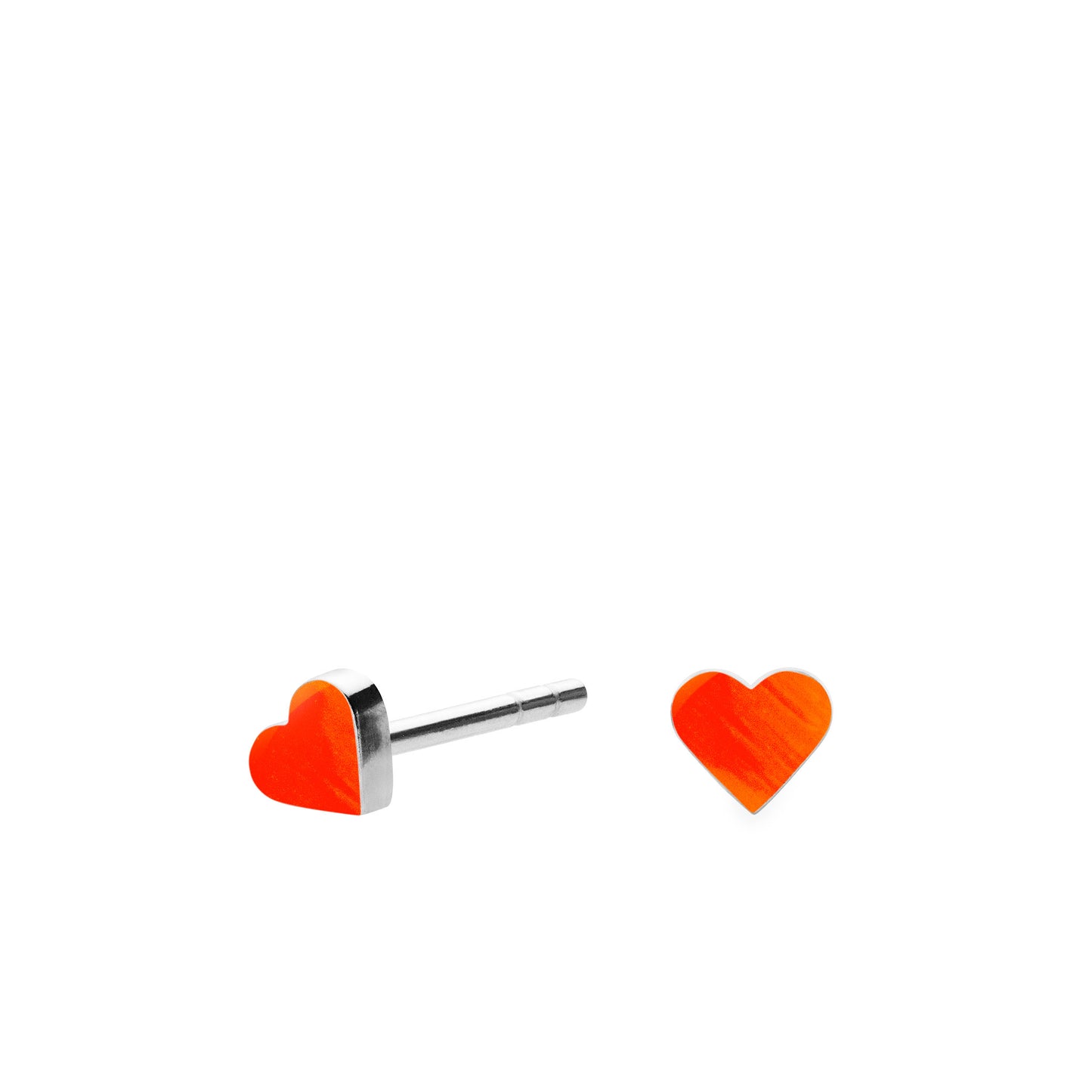 Sign Heart Nano Ohrringe. Neonrot-Orange. Sterlingsilber. Scherning Copenhagen