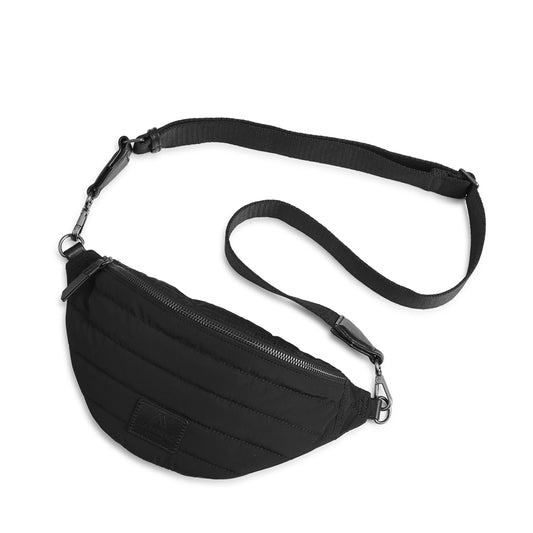 ElinorMBG Bum bag taske med den perfekte puffer look. 100% recycled polyester. Sort.