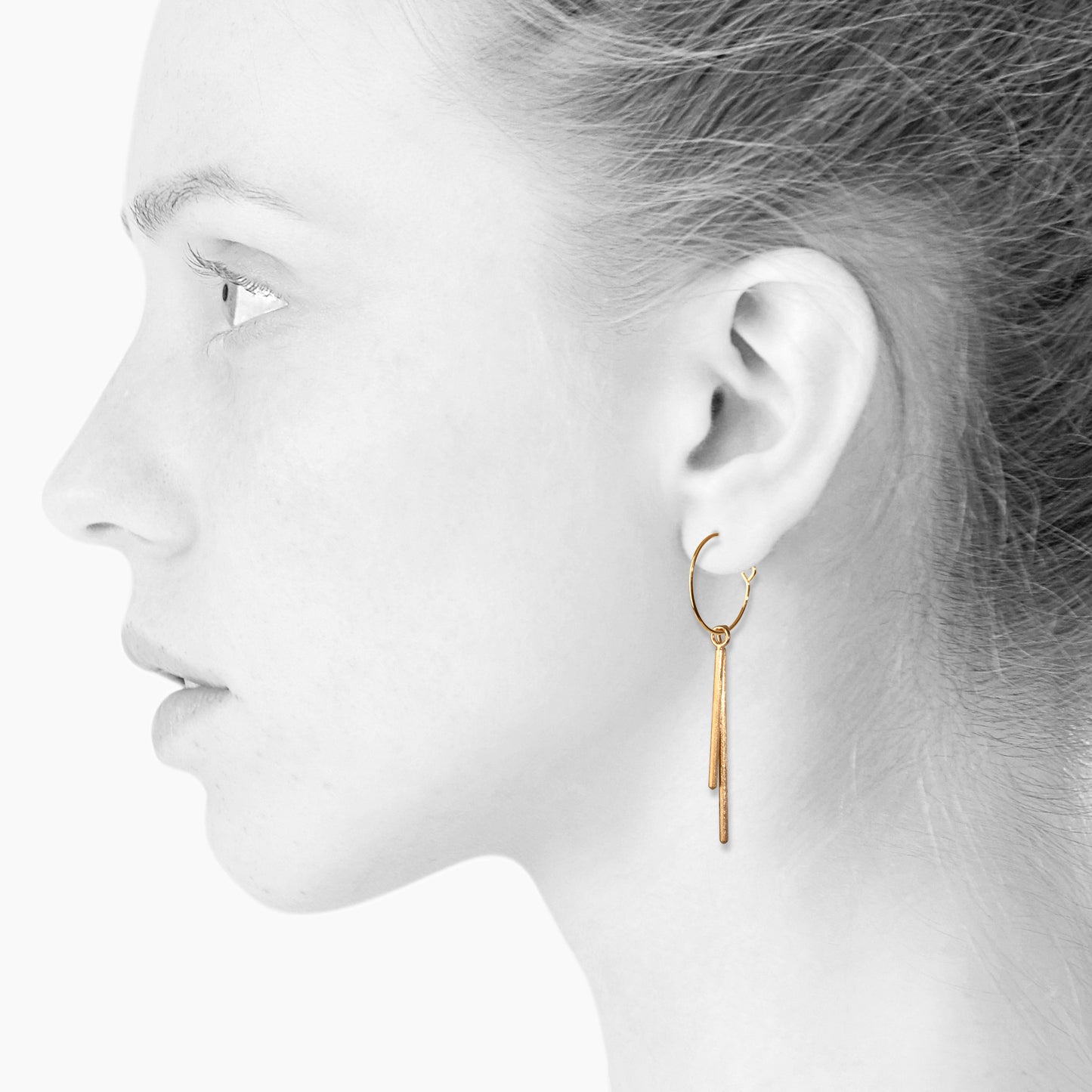 Lee-Dangle-Duo. Kreolische Ohrringe. Vergoldetes Sterlingsilber. Scherning Kopenhagen