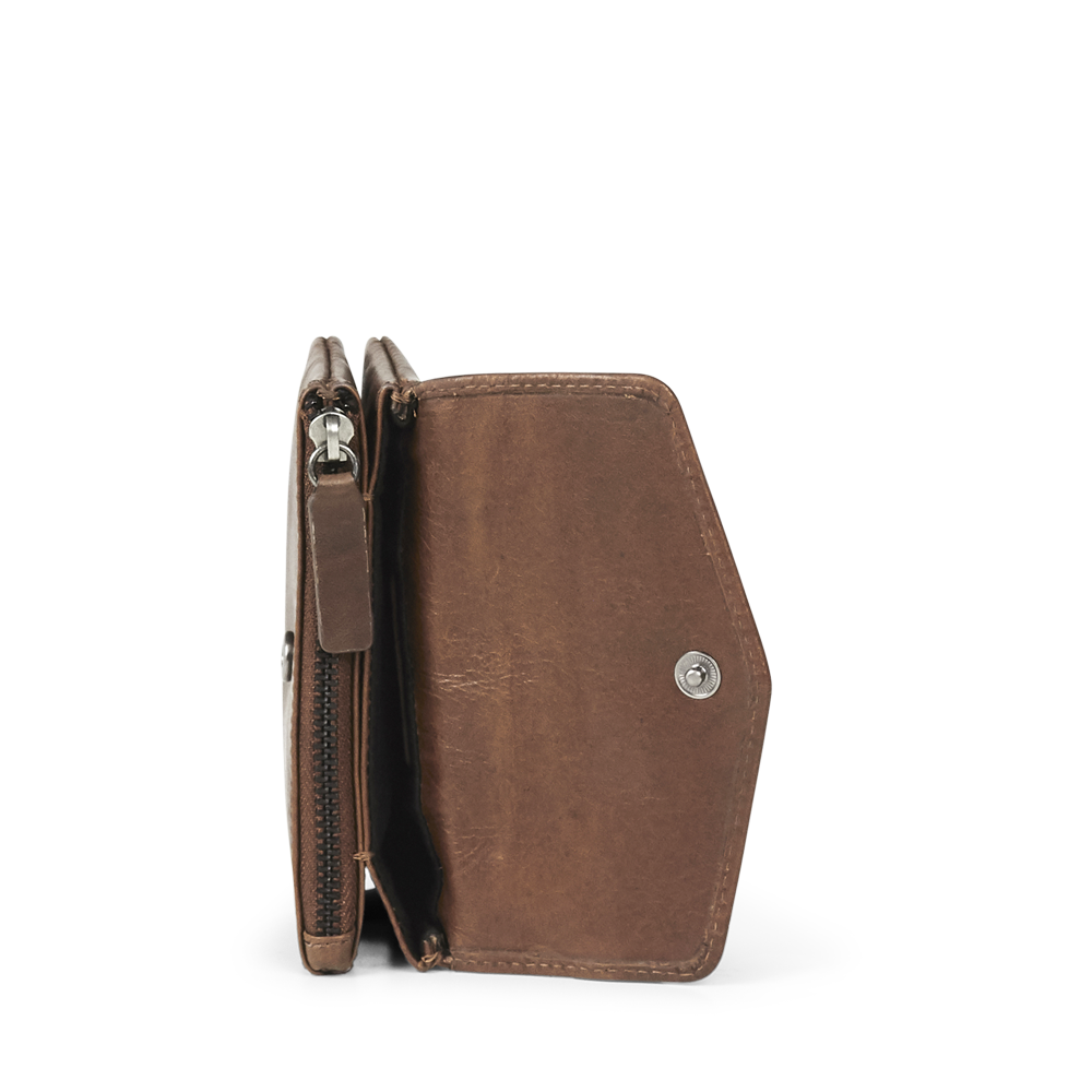 Brieftasche Glaubensmünze. Antikes Leder. Kastanie. Markberg