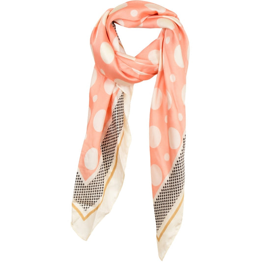 Tørklæde med dots print. Polyester og silke. Rose og hvid