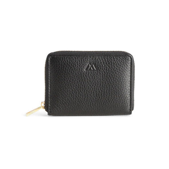 SelmaMBG Wallet Geldbörse. Narbenleder. Schwarz mit goldener Farbe. Markberg