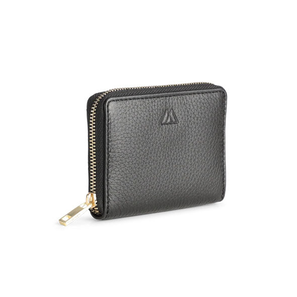 SelmaMBG Wallet Geldbörse. Narbenleder. Schwarz mit goldener Farbe. Markberg