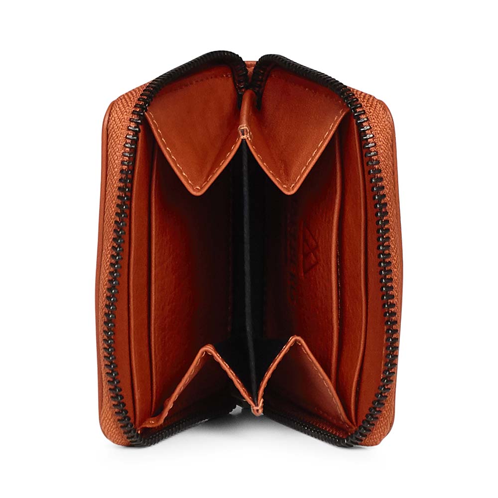 HarperMBG wallet. Brown orange. Leather skin. Markberg