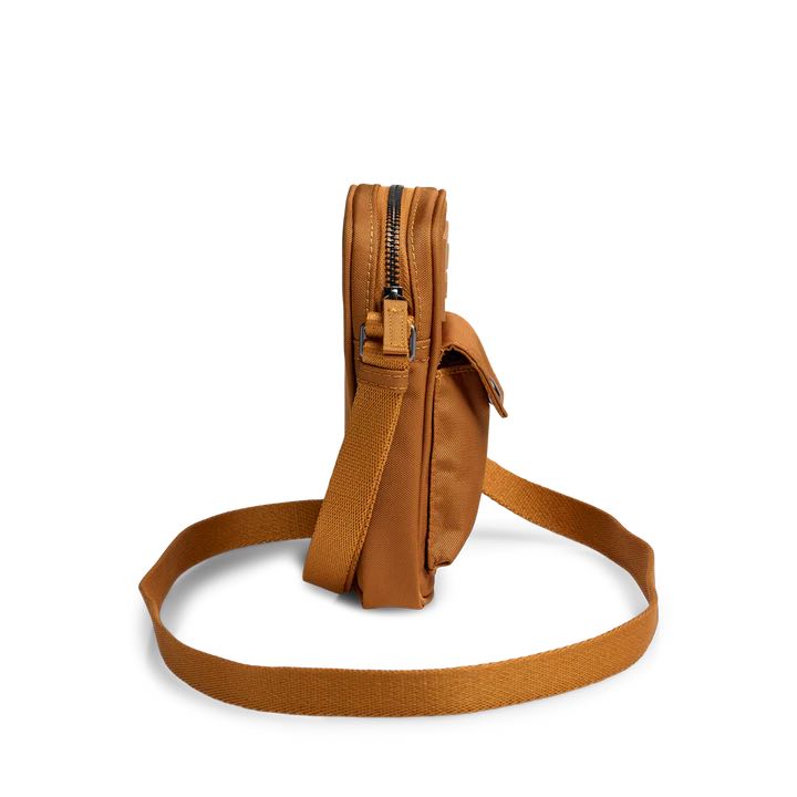 Sacoche pour téléphone portable DarlaMBG. Monochrome jaune-marron. Unisexe. 100 % polyester recyclé. Markberg