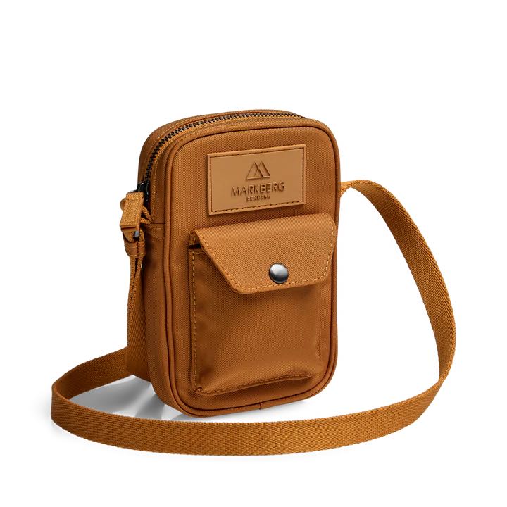 Sacoche pour téléphone portable DarlaMBG. Monochrome jaune-marron. Unisexe. 100 % polyester recyclé. Markberg