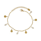 Joy Coin and Pearl bracelet. Waterproof. 18 K. gold plated. Dansk Copenhagen