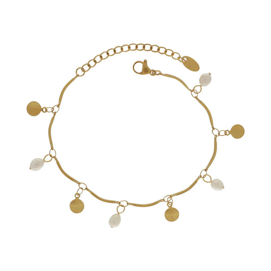 Joy Coin and Pearl bracelet. Vandfast. 18 K. guldbelagt. Dansk Copenhagen