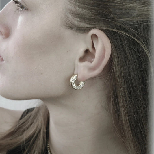 Joy Waterproof Clear CZ hoop earrings. 18 carat gold plated. Danish Copenhagen