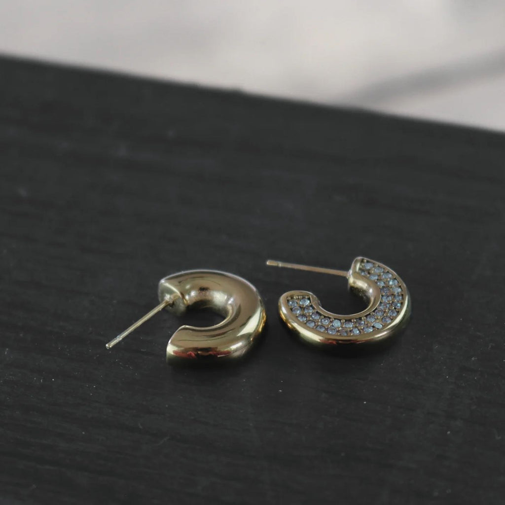 Joy Waterproof Clear CZ hoop earrings. 18 carat gold plated. Danish Copenhagen