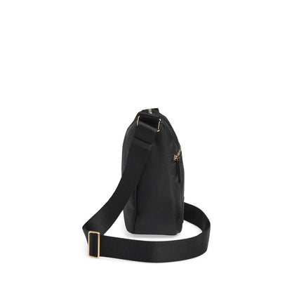 MonoMBG crossbody bag. Unisex Black w/gold. Recycled polyester. Markberg