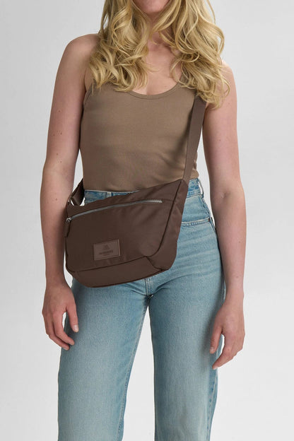 MonoMBG crossbody bag. Unisex. Dark brown. Recycled polyester. Markberg