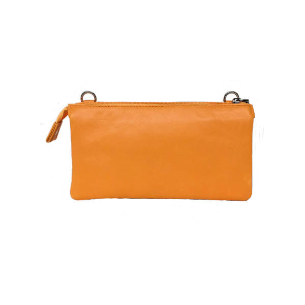 Barcelona clutch taske med justerbar rem. Læderskind. Gul orange Cosystyle