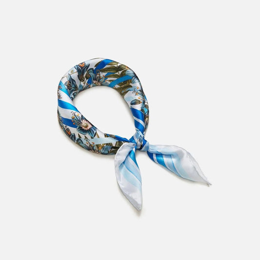 Royal Blue Stribet silketørklæde. 100% silke. Blå. Flora Danica Denmark