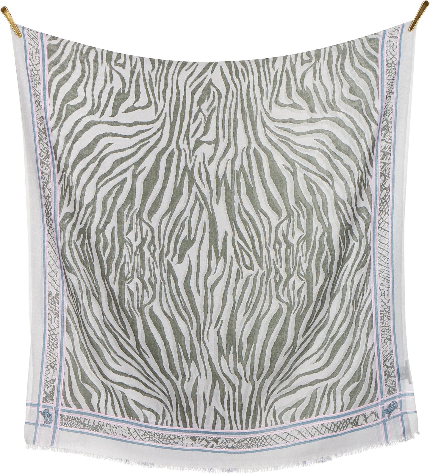 Zebra tørklæde i 50% uld og 50% silke. Olive grå. Bella Ballou